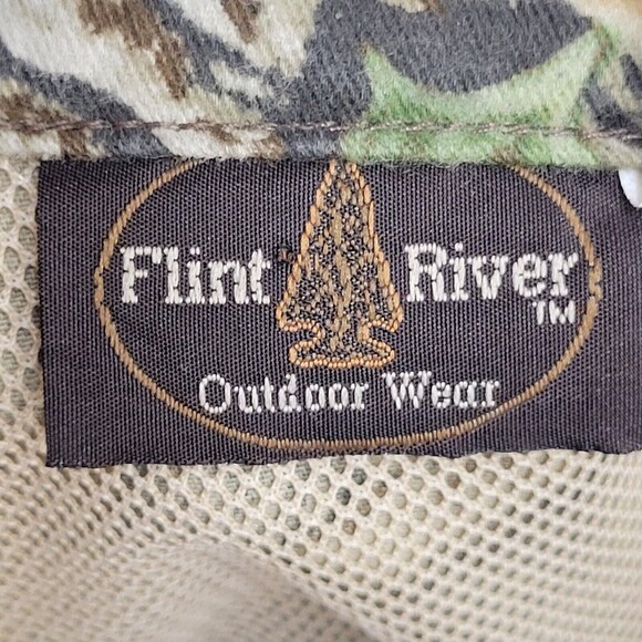 VTG Flint River Flannel Shirt Mens Medium Hunting Shooting Camo Button Vented - Picture 14 of 15